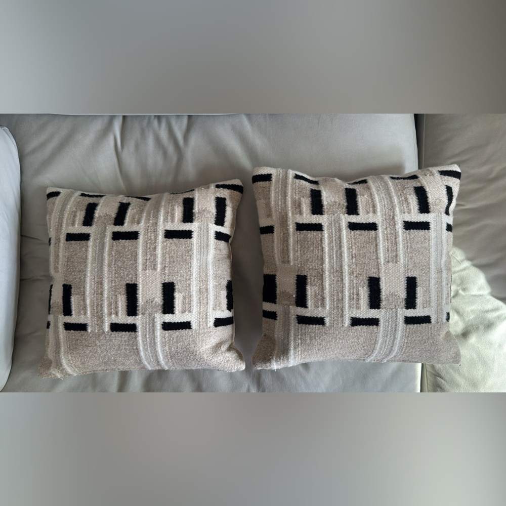 CB2 DIYA Woven Natural and Black Throw Pillows